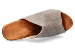 Damen woody Holzpantolette ELLY VELOUR SAND